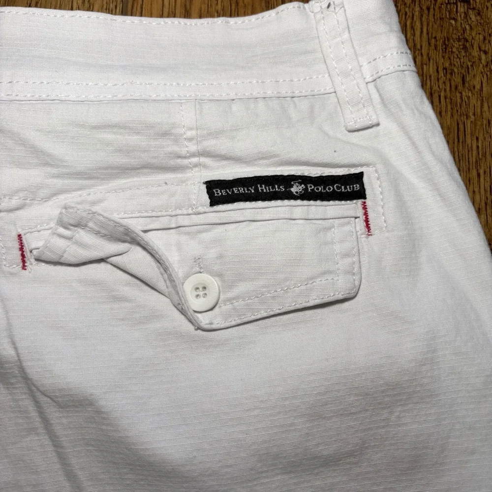 Beverly Hills Polo Club White Cargo Shorts Mens 34 Stretch Cotton Utility Baggy - Picture 9 of 11